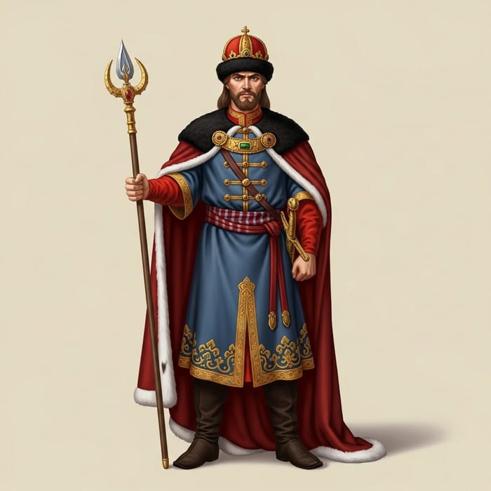 Russian Tsar Ivan the Terrible in Full Height: Youthful Years