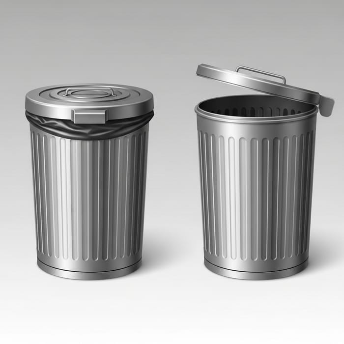 Open and Closed Trash Cans: Detailed Drawing