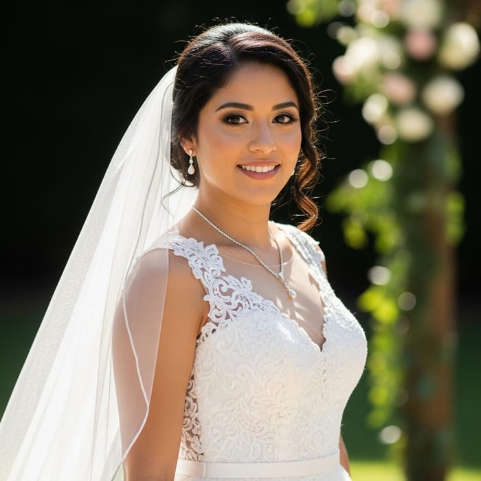 Elegant Latinx Bride on Her Wedding Day