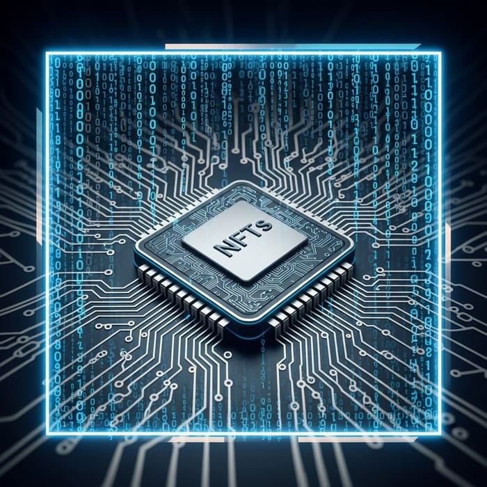 Futuristic Nft Blockchain Art with Computer Chip Design