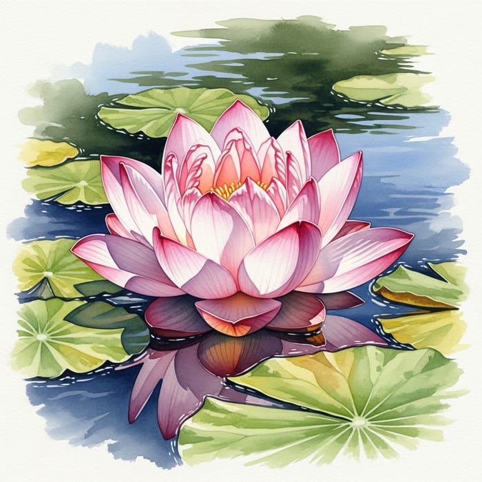Serenely Beautiful Lotus Flower Watercolor Art Serenely Beautiful Lotus Flower Watercolor Art