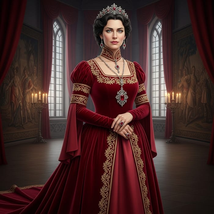 Stunning Queen in Red Dress | Elegance & Authority Stunning Queen in Red Dress | Elegance & Authority