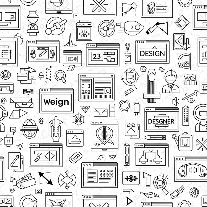 Black and White Web Programming & Design Symbols Pattern Black and White Web Programming & Design Symbols Pattern