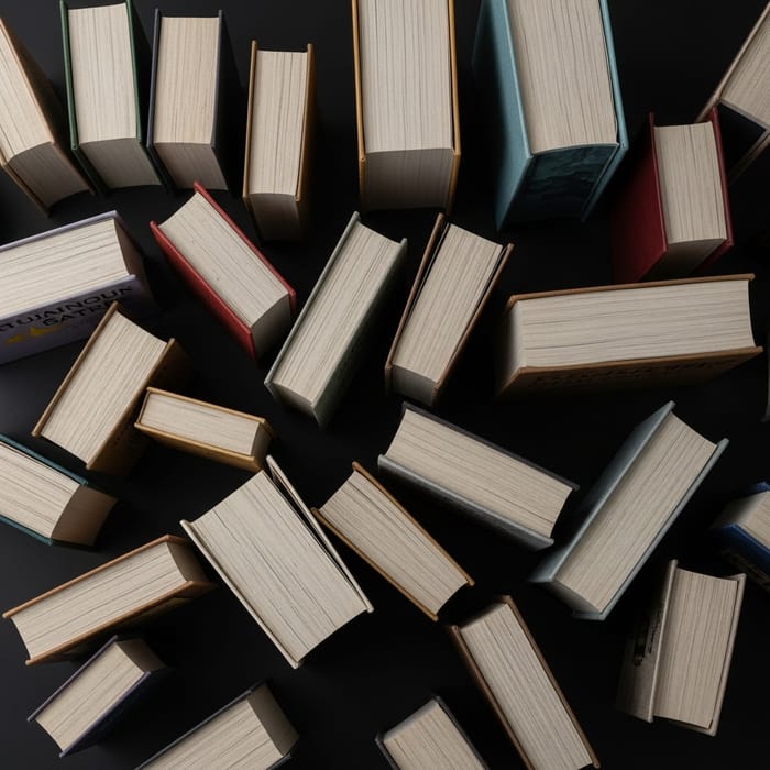 Top View of Colorful Books on Black Background Top View of Colorful Books on Black Background