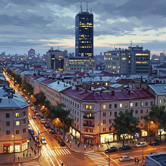 Impressionistic Cityscape Painting: Urban Life Art