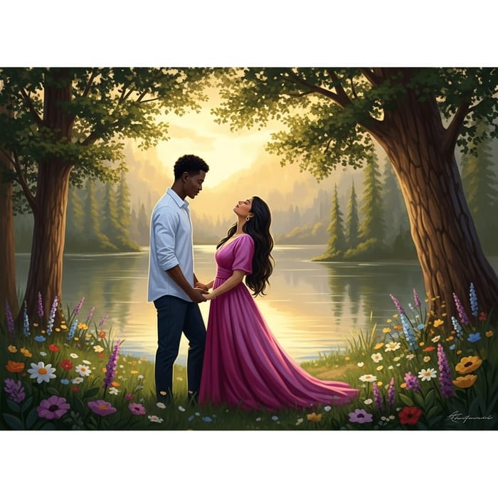 Love and Romanticism: Serene Scene of Pure Affection