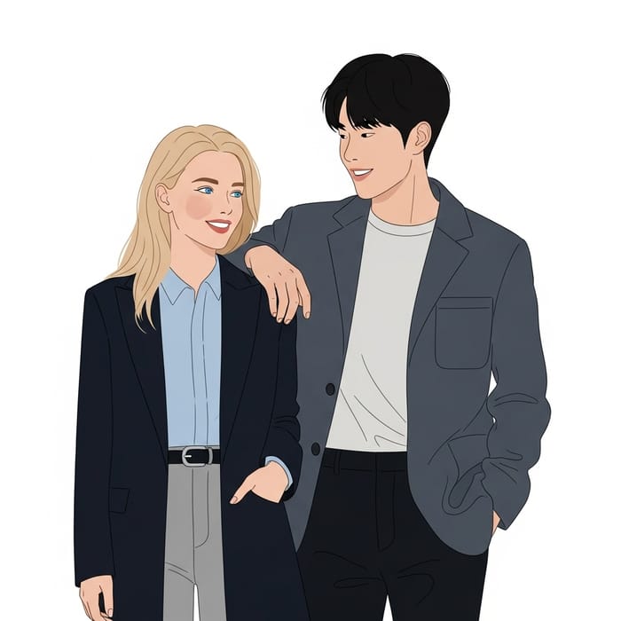 Russian Blonde Woman & Korean Man | Casual Friendship