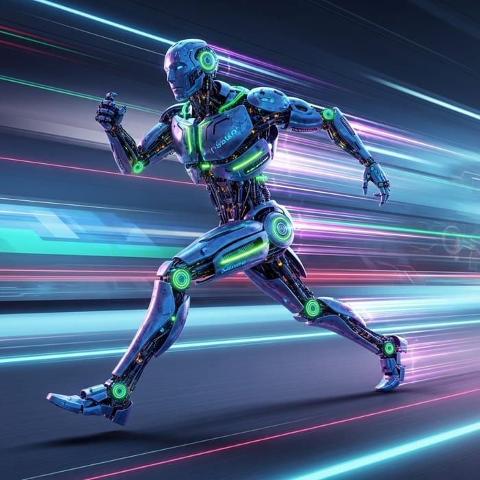 Vibrant Futuristic Robot Design in Action