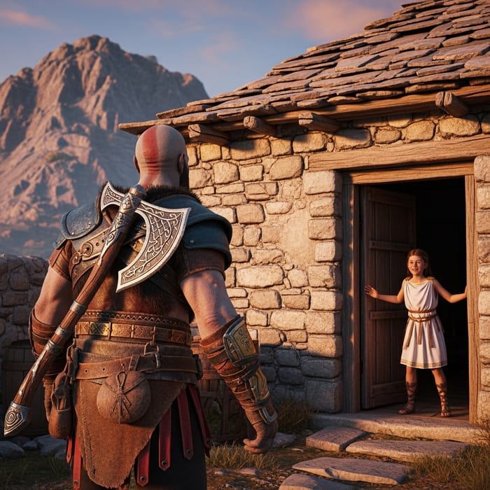 Kratos Returning Home to Find Daughter Waiting Kratos Returning Home to Find Daughter Waiting