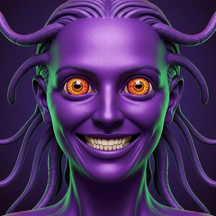 Enigmatic Psychedelic Alien - Cosmic Face Transformation