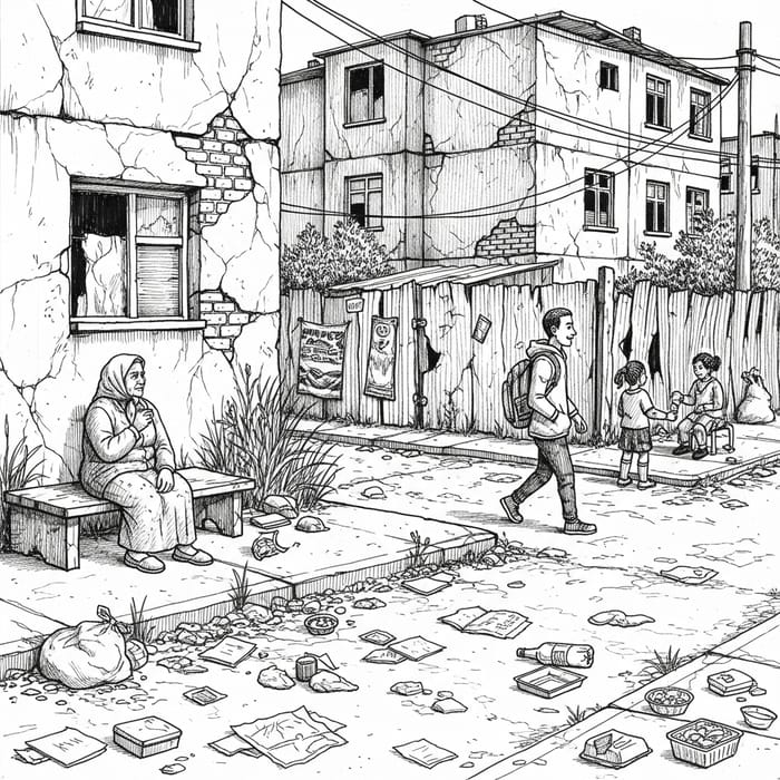 Community Revitalization Sketch - Ballpen Illustration Community Revitalization Sketch - Ballpen Illustration