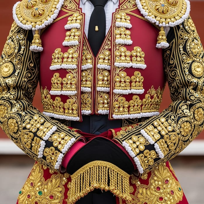 Exquisite Matador Jacket with Golden Accents - Elegant & Ornate Exquisite Matador Jacket with Golden Accents - Elegant & Ornate