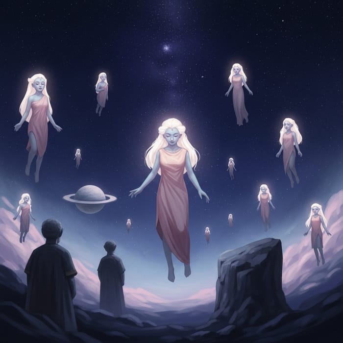 Otherworldly Entities Glowing in Celestial Cosmos Otherworldly Entities Glowing in Celestial Cosmos