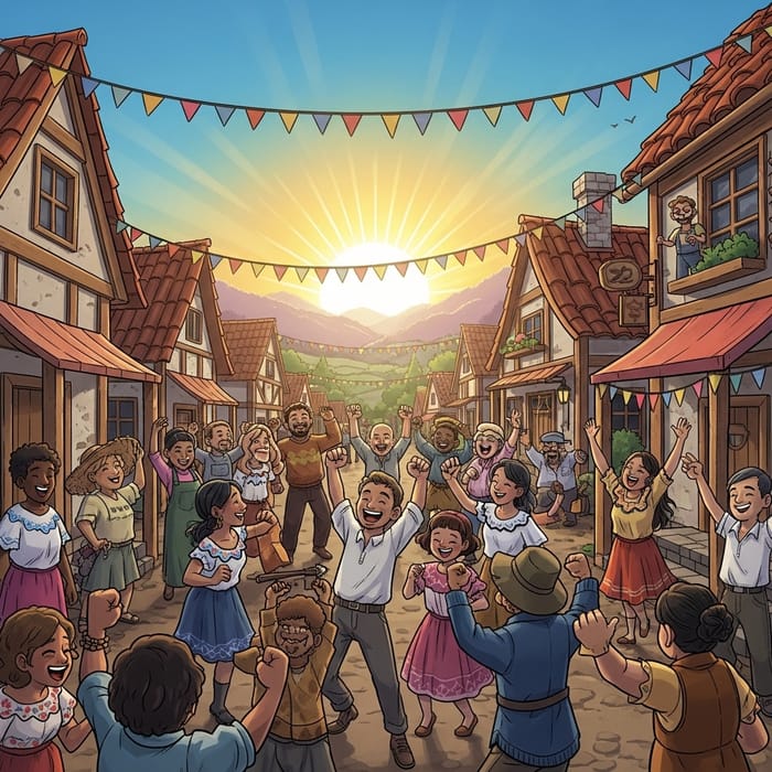 Village Rejoices as Darkness Fades into Daybreak