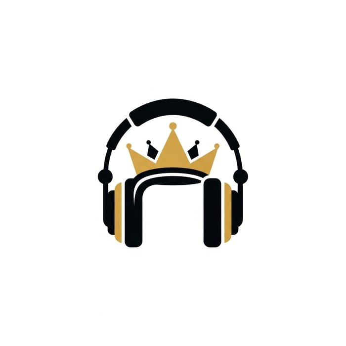 Minimalist DJ Headset with Stylized Crown | Black & Gold Fusion Minimalist DJ Headset with Stylized Crown | Black & Gold Fusion