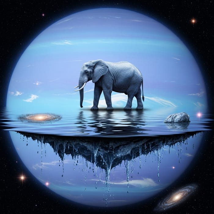 Surreal Elephant on Neptune: Enchanting Space Scene Surreal Elephant on Neptune: Enchanting Space Scene