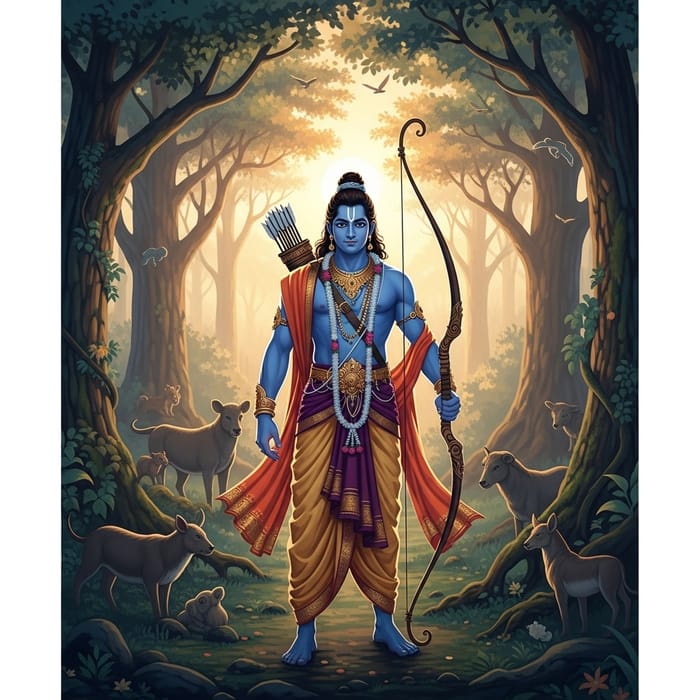 Tranquil Rama in Mystical Forest - Ancient Indian Epic Ramayana Tranquil Rama in Mystical Forest - Ancient Indian Epic Ramayana