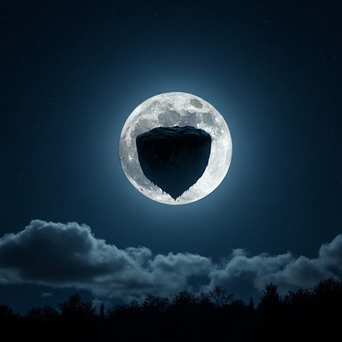 Powerful Moon in Night Sky - Triumph Displayed