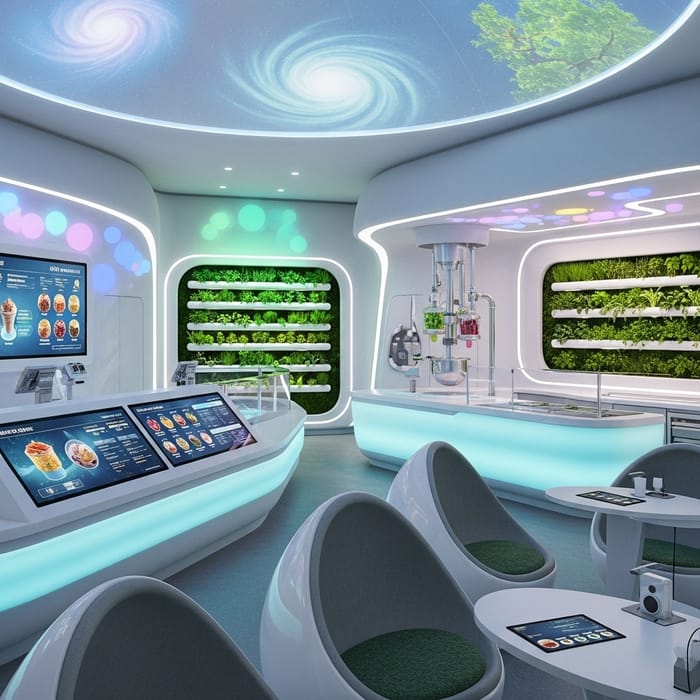Futuristic Organic Ice Cream Shop Design