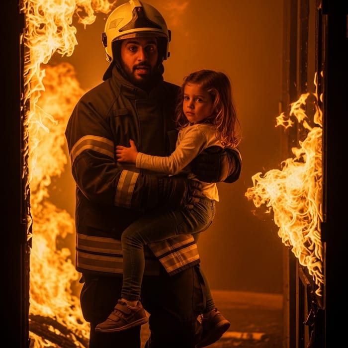 Brave Firefighter Rescues Child from Intense Fire Brave Firefighter Rescues Child from Intense Fire