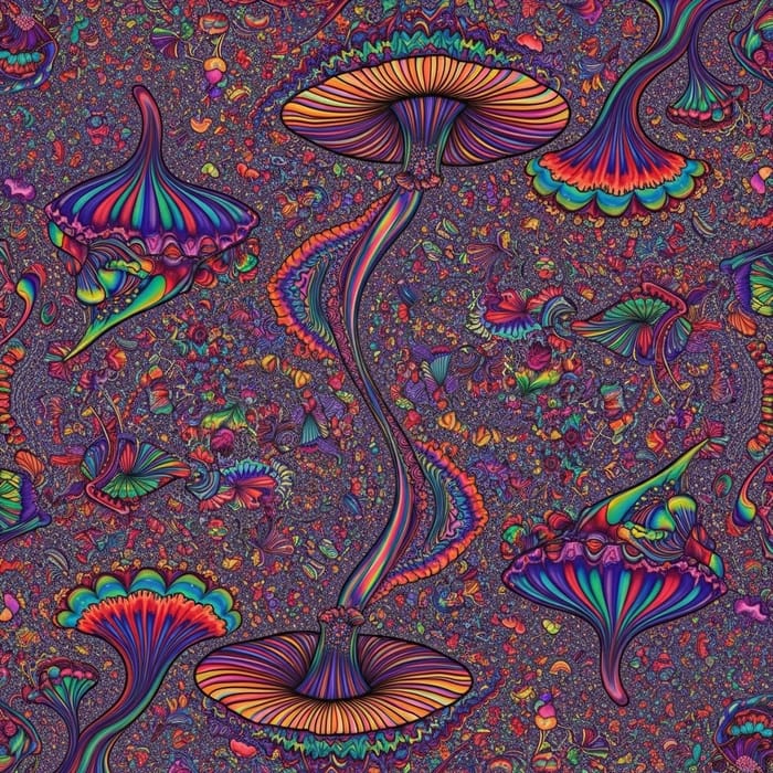 Mesmerizing Psychedelic Mushroom Fractal Art Mesmerizing Psychedelic Mushroom Fractal Art
