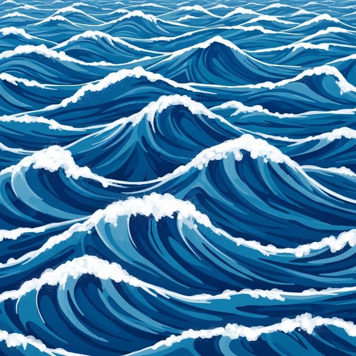 Ocean Waves Abstract Art | Swirling Blue Patterns & White-Capped Peaks Ocean Waves Abstract Art | Swirling Blue Patterns & White-Capped Peaks