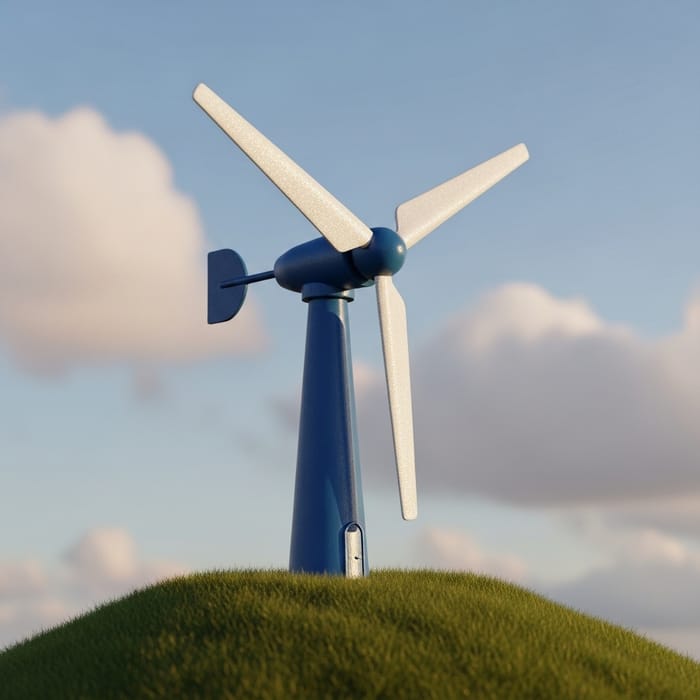 Miniature Wind Turbine on Grassy Knoll | Artistic Design