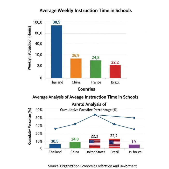 Vertical Bar and Pareto Chart for Average Weekly Instruction Time Vertical Bar and Pareto Chart for Average Weekly Instruction Time