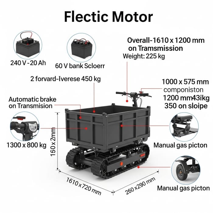 Electric Motor 2400W | 60V Battery Pack | Dimensions & Features