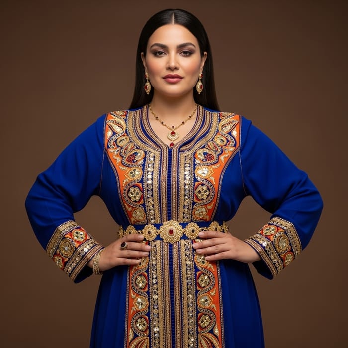 Exquisite Moroccan Haute Couture Dress on Full Figured Woman