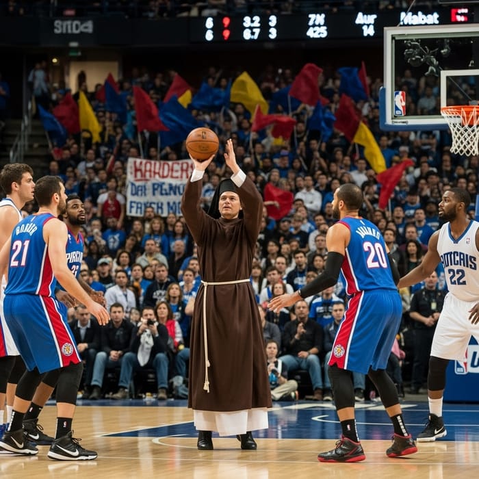 Pope Playing Basketball in NBA Arena