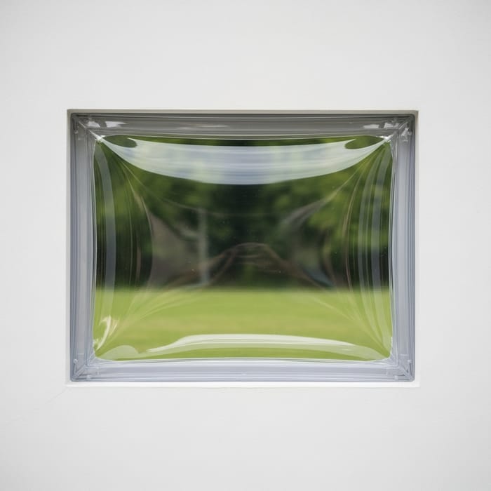 Clear Plastic Window Installation on White Wall Clear Plastic Window Installation on White Wall