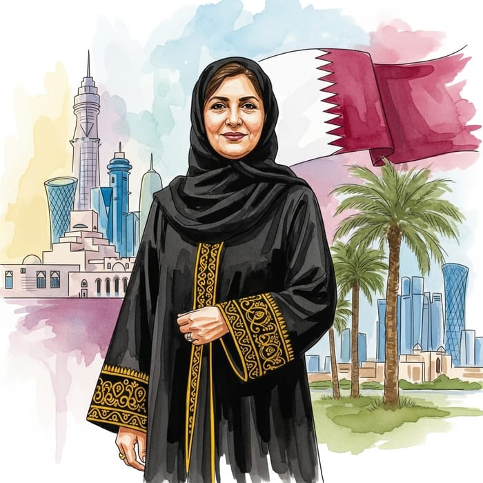 Qatari Woman in Traditional Attire - Pride of Qatar