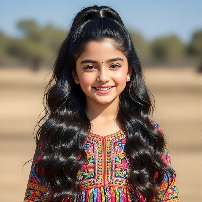 Portrait of a Radiant South Asian Girl in Traditional Attire