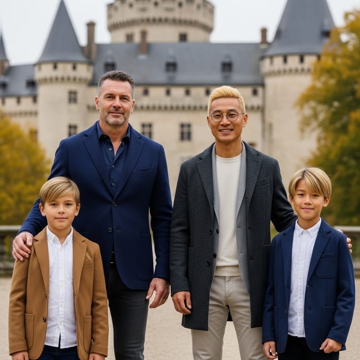 Modern Family Outing in Autumn | Castle Backdrop Modern Family Outing in Autumn | Castle Backdrop