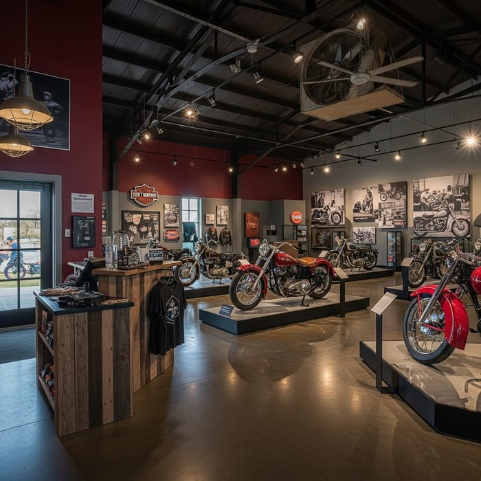 Vintage Harley Davidson Museum Interior in Hangar Vintage Harley Davidson Museum Interior in Hangar
