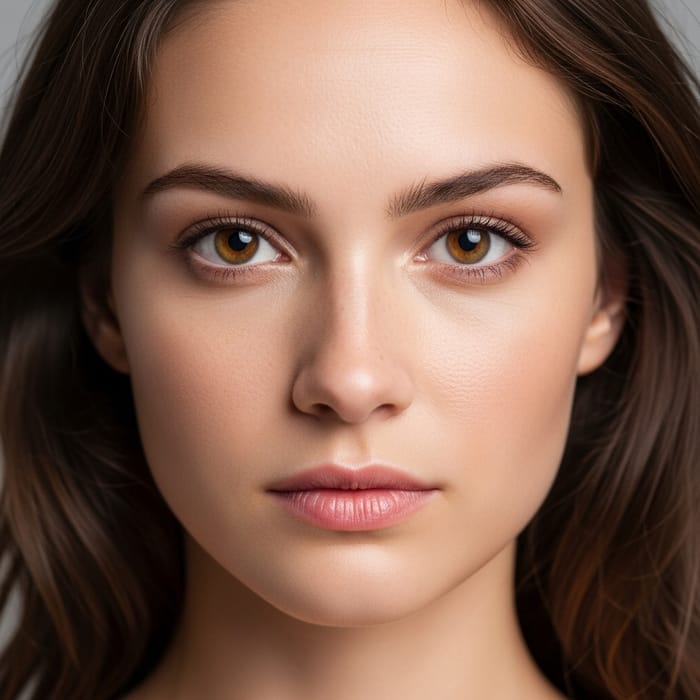 Realistic Portrait of a Naturally Beautiful Woman with Detailed Features
