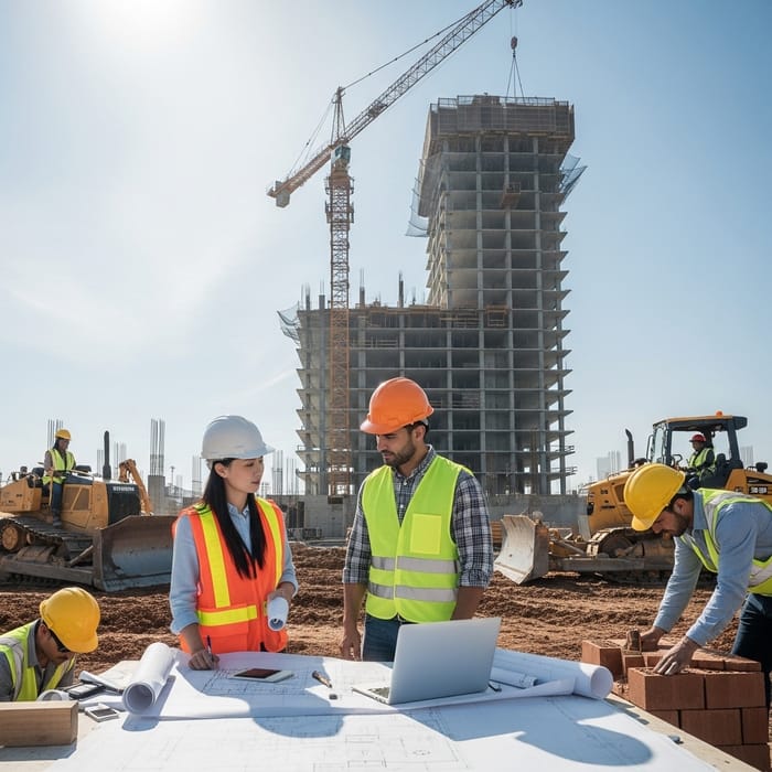 Architectural Construction Site - Teamwork in Action