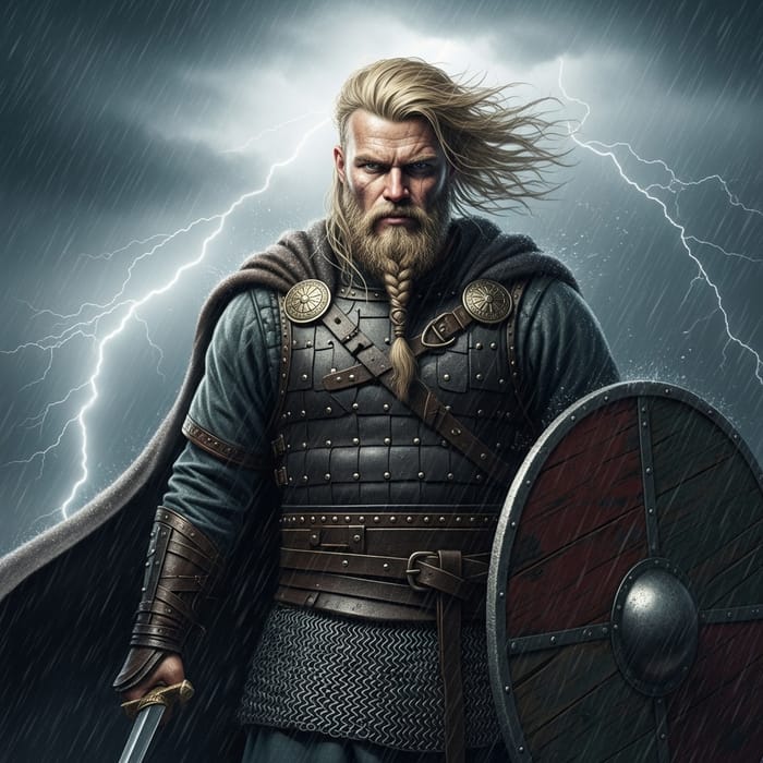Viking Warrior Battling the Storm Viking Warrior Battling the Storm