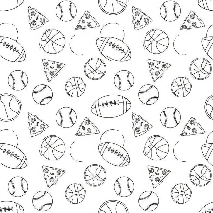 Playful Sports and Pizza Pattern Design Playful Sports and Pizza Pattern Design