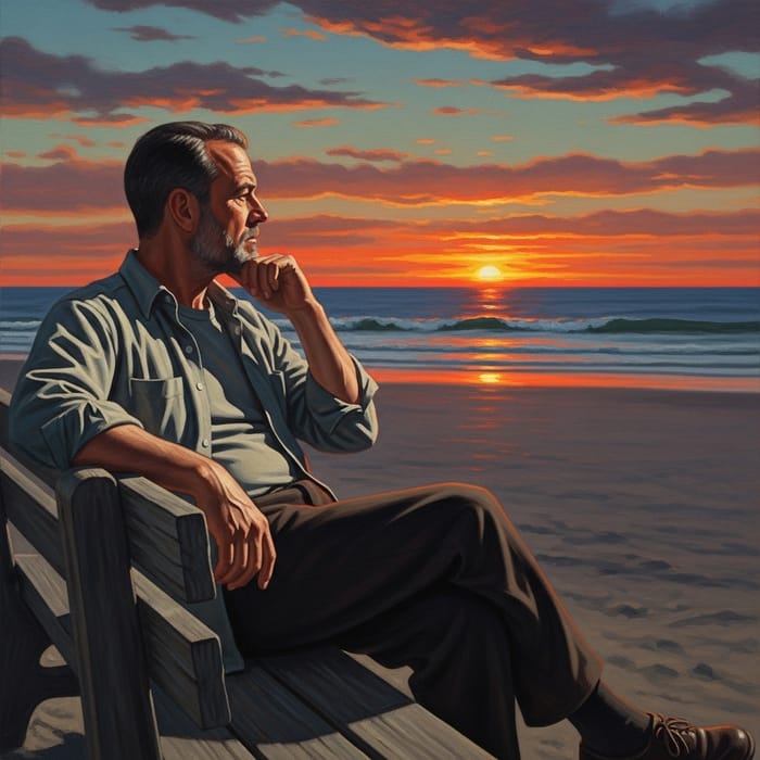 Avid Shooshani Enjoying Sunset by the Beach