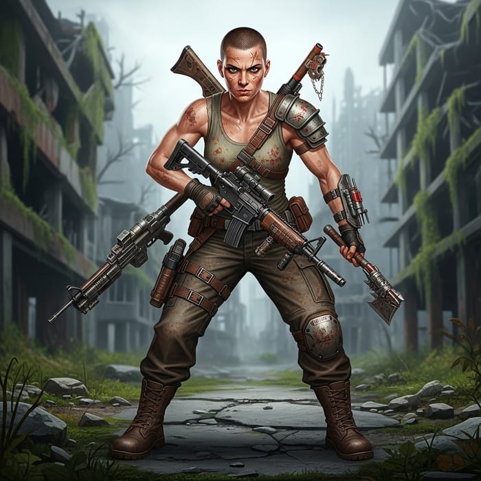 Abby - Muscular Woman in Post-Apocalyptic Urban Setting Abby - Muscular Woman in Post-Apocalyptic Urban Setting