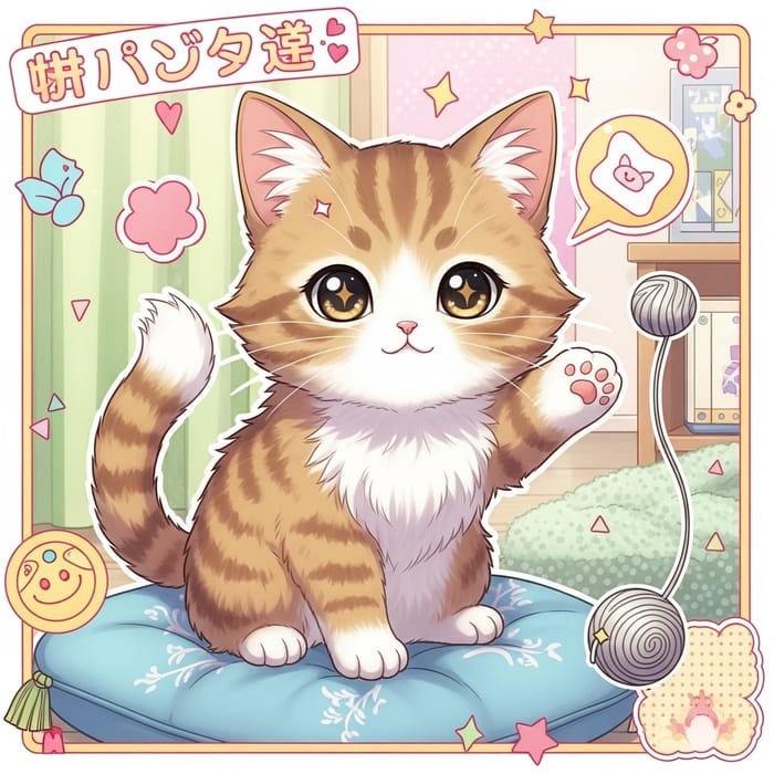 Cute Anime Cat Illustration | Adorable Feline Artwork