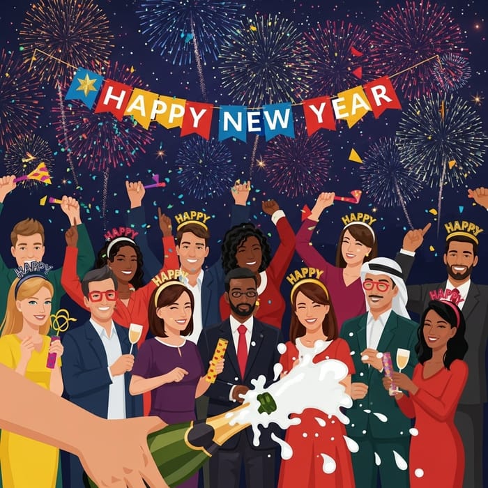 Celebrate Happy New Year with Magnificent Fireworks Celebrate Happy New Year with Magnificent Fireworks