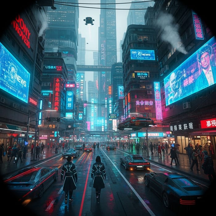Neon Cyberpunk Cityscape at Night: Dynamic Streets & High-Tech Architecture Neon Cyberpunk Cityscape at Night: Dynamic Streets & High-Tech Architecture
