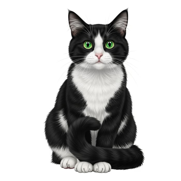 Adorable Black & White Cat | Cute & Cozy Image