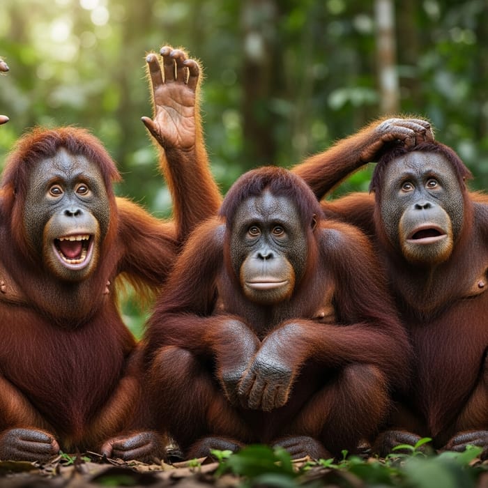 Orangutans Showcasing Different Emotions Orangutans Showcasing Different Emotions