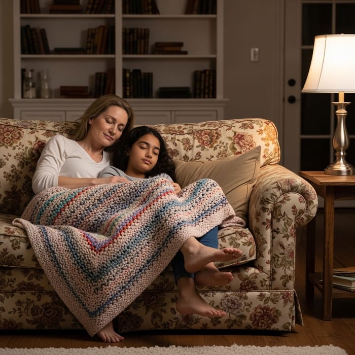 Serenity: Mother and Daughter Asleep in Comfort Serenity: Mother and Daughter Asleep in Comfort