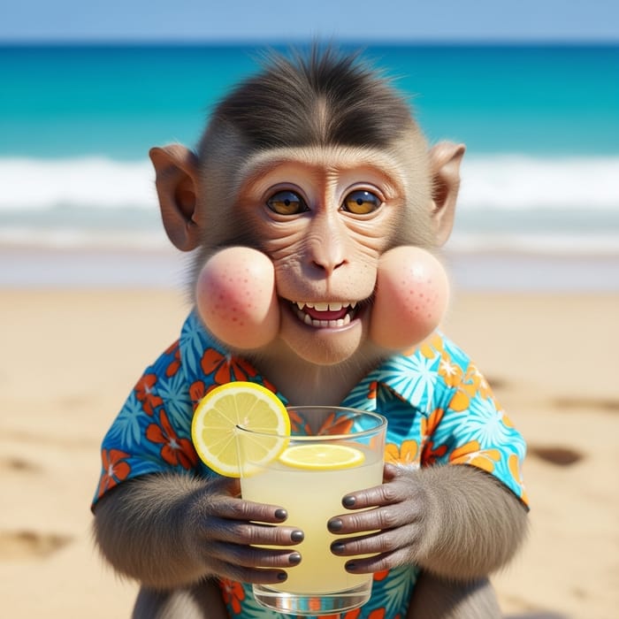 Cheerful Monkey | Infectious Joy on the Beach Cheerful Monkey | Infectious Joy on the Beach