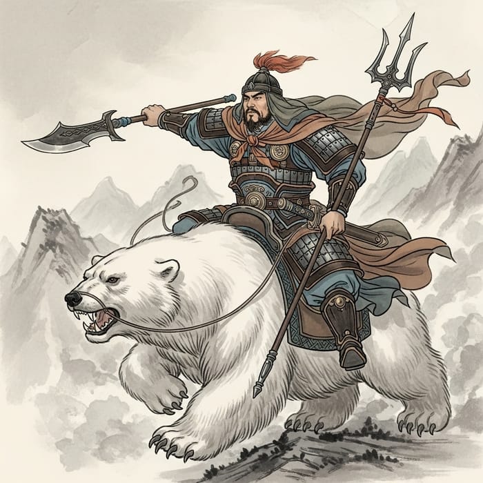 Genghis Khan Riding Polar Bear: Ancient Warrior Artistry Reimagined
